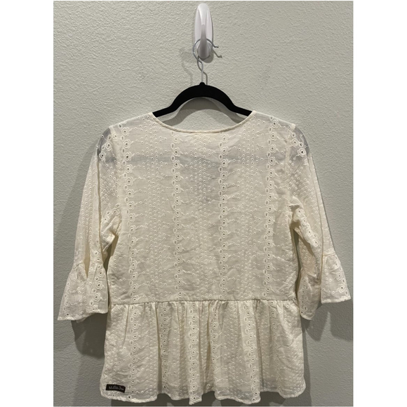 MATILDA JANE Cream Scallop 3/4 Sleeve Blouse - Picture 5 of 6